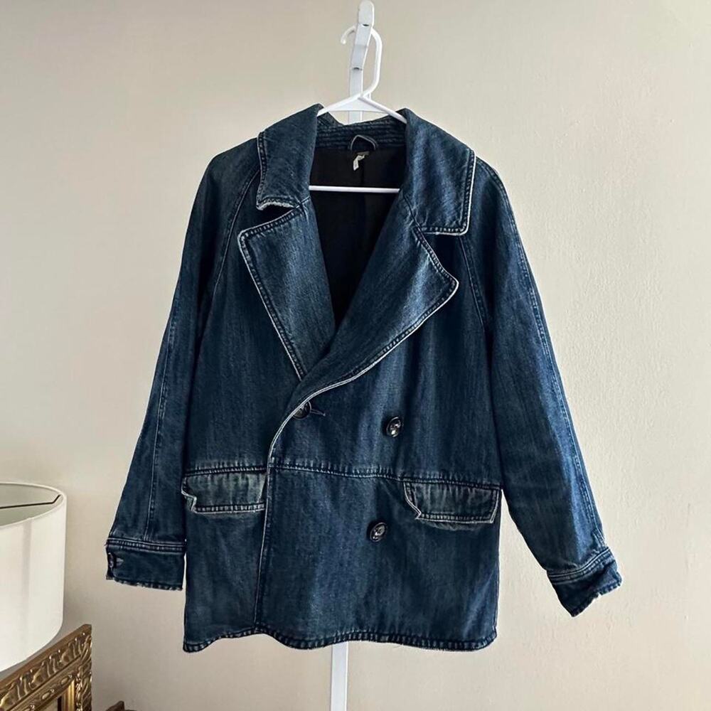 Dark blue denim blazer with